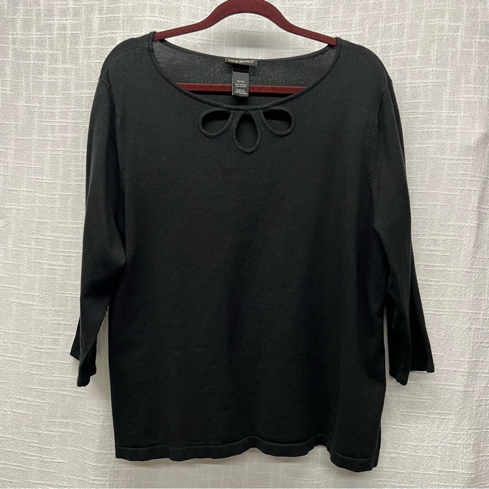 Lane Bryant Black 3/4 Sleeve Top - Plus Size 18/20